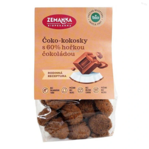 Čoko kokosky s 60% horkou čokoládou biopekárna zemanka bio 100g