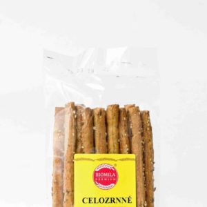 biomila celozrnné grissiny s morskou soľou a medvedím cesnakom bio 100g