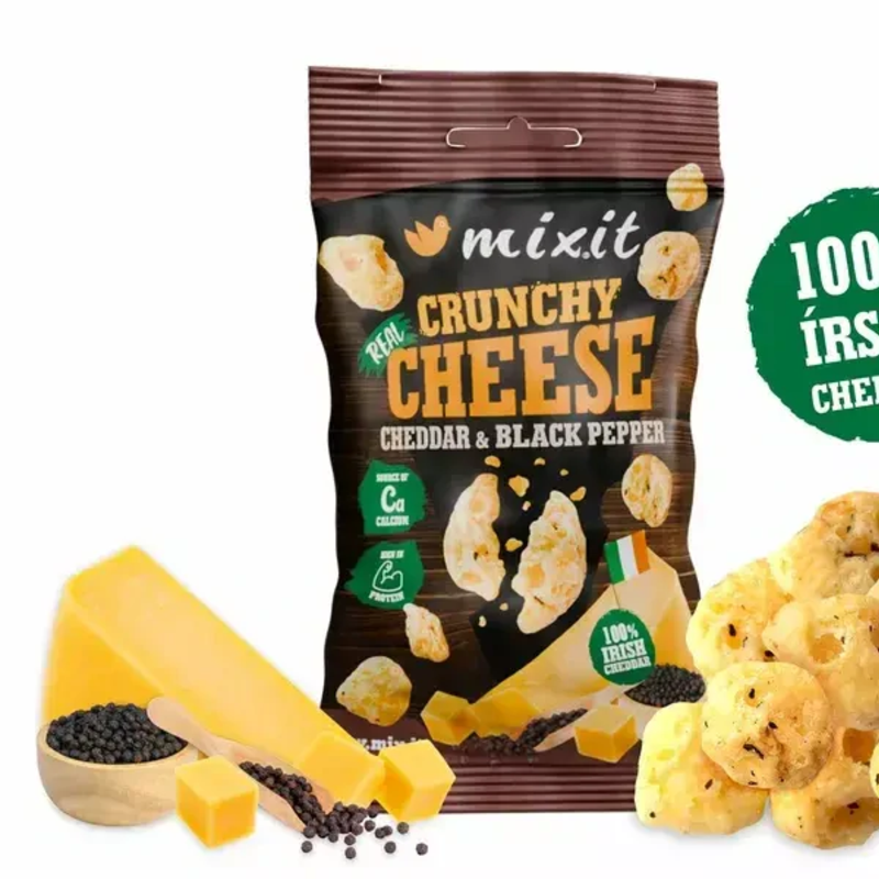 chrumkavý syr do vrecka Írsky cheddar s čiernym korením chrumkavý syr do vrecka Írsky cheddar s čiernym korením