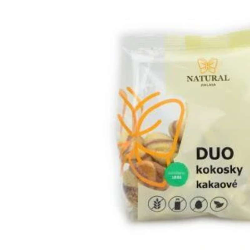 sušienky duo kokosky kakaové bez lepku, vajec a mlieka natural 150g sušienky duo kokosky kakaové bez lepku, vajec a mlieka natural 150g