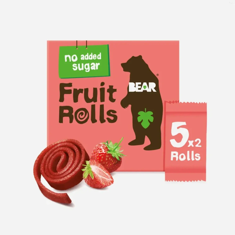 yoyo bear fruit rolls jahoda ovocné rolované plátky 5x20 g, 100 g yoyo bear fruit rolls jahoda ovocné rolované plátky 5x20 g, 100 g