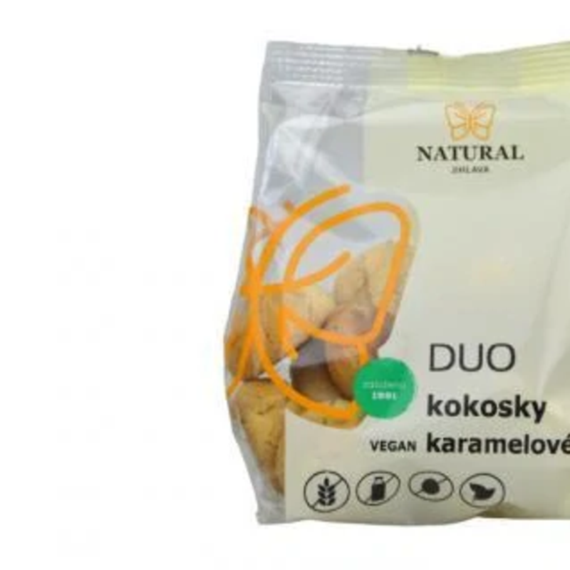 sušienky duo kokosky vegan karamelové bez lepku, vajec a mlieka natural 150g sušienky duo kokosky vegan karamelové bez lepku, vajec a mlieka natural 150g