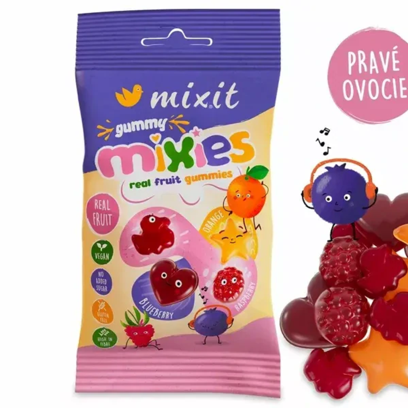 ovocné mixies malina, čučoriedka, pomaranč prírodné želé cukríky ovocné mixies malina, čučoriedka, pomaranč prírodné želé cukríky