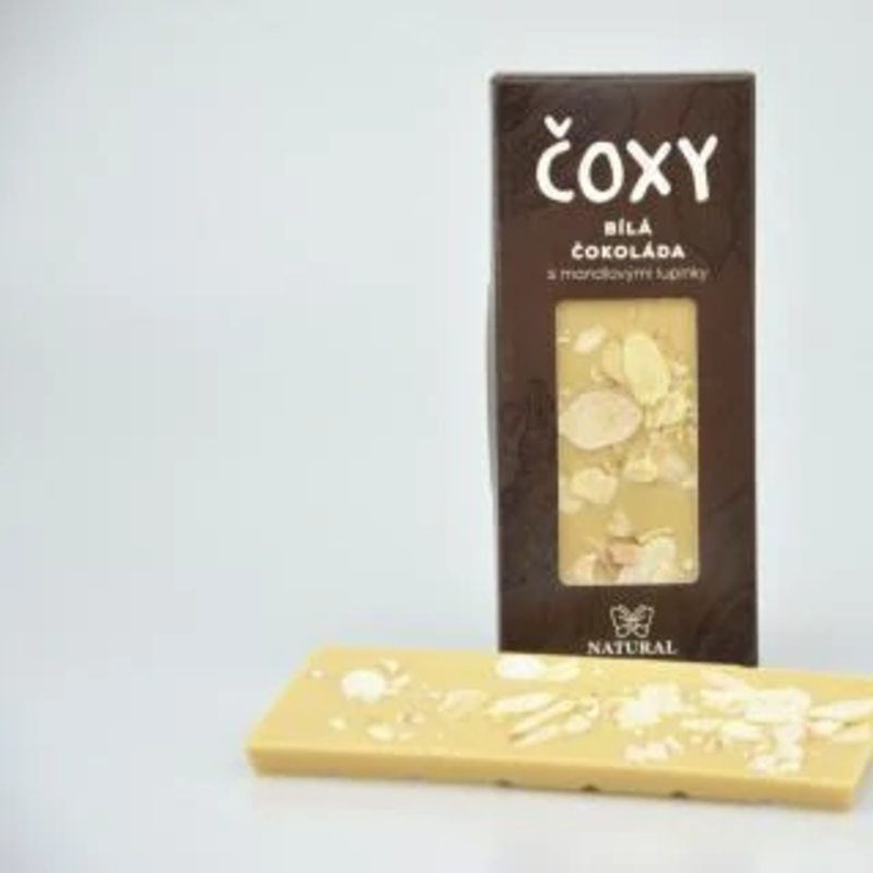 Čoxy biela čokoláda s mandľovými lupienkami a xylitolom natural 50g Čoxy biela čokoláda s mandľovými lupienkami a xylitolom natural 50g