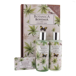 botanica kozmetická sada s konopným olejom sprchový gél 200 ml, šampón 200 ml a mydlo 100 g