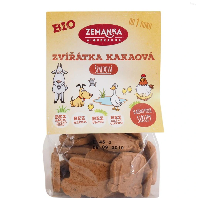 Špaldové zvieratká kakaové bio biopekárna zemanka 100g Špaldové zvieratká kakaové bio biopekárna zemanka 100g