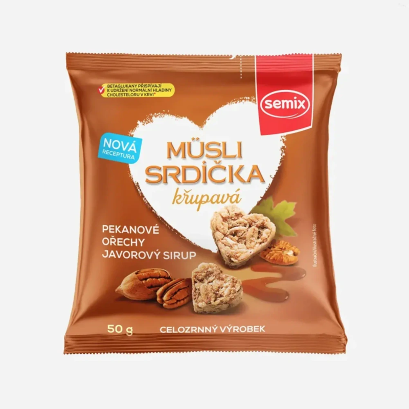 semix müsli srdiečka s pekanovými orechmi a javorovým sirupom 50 g semix müsli srdiečka s pekanovými orechmi a javorovým sirupom 50 g