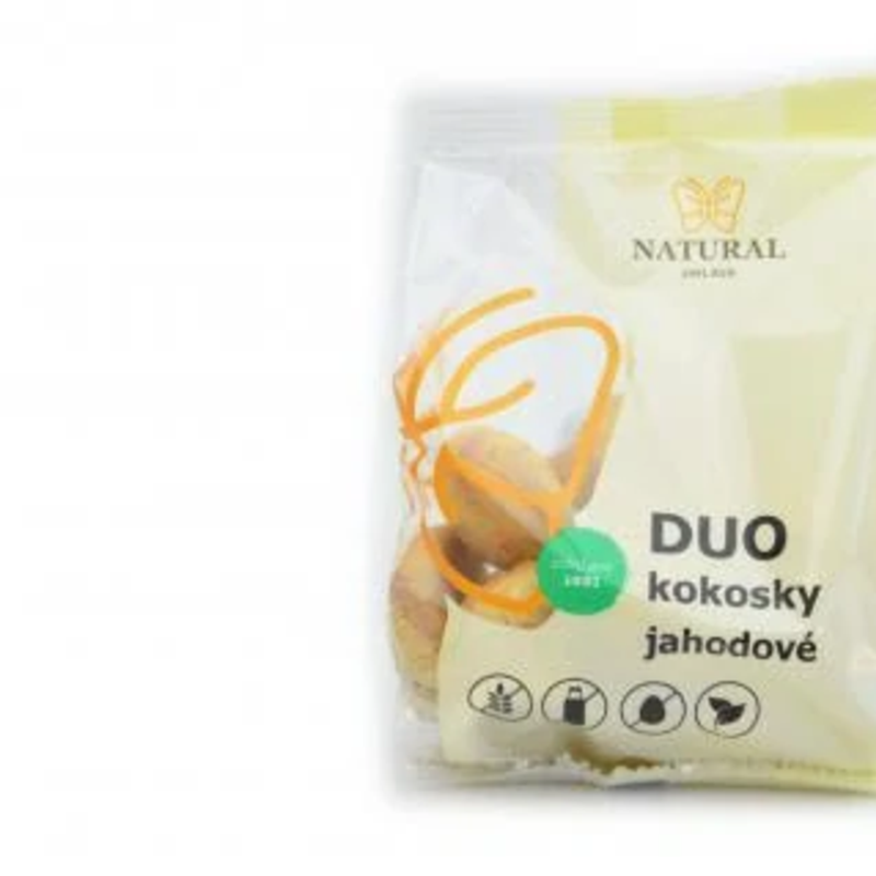 sušienky duo kokosky jahodové bez lepku, vajec a mlieka natural 150g sušienky duo kokosky jahodové bez lepku, vajec a mlieka natural 150g